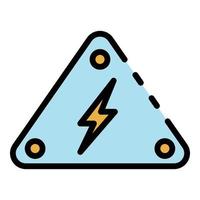 Danger voltage sign AME icon color outline vector