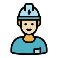 Electrician in helmet icon color outline vector