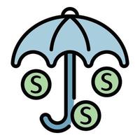 Money safe umbrella icon color outline vector