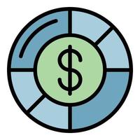Money pie chart icon color outline vector