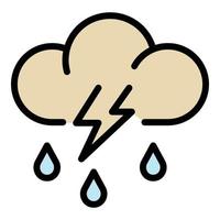 Storm rainy cloud icon color outline vector