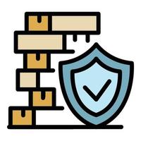 Brick wall protection icon color outline vector