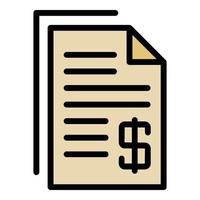 Medical payment paper icon color outline vector