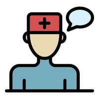 Family doctor chat icon color outline vector