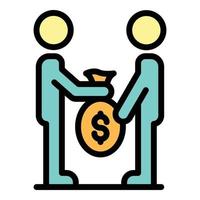 Man give corruption bag icon color outline vector