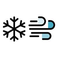 vector de contorno de color de icono de copo de nieve de viento climático
