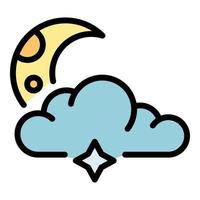 Moon after cloud icon color outline vector