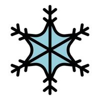 vector de contorno de color de icono de copo de nieve