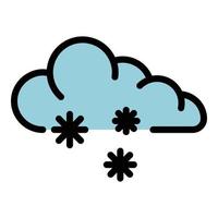 Snowing cloud icon color outline vector