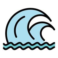 Double tsunami wave icon color outline vector