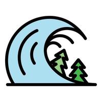 Disaster tsunami icon color outline vector