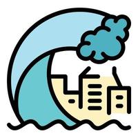 Tsunami wave city icon color outline vector