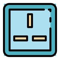 American power socket icon color outline vector