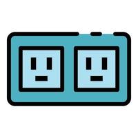 Power socket icon color outline vector