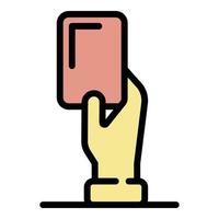 Fault referee card icon color outline vector