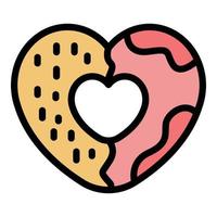 Heart cookie icon color outline vector