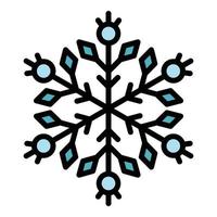 vector de contorno de color de icono de copo de nieve congelado