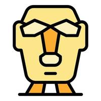 Easter island statue icon color outline vector