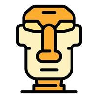 isla de pascua moai estatua icono color contorno vector