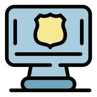 Police computer icon color outline vector