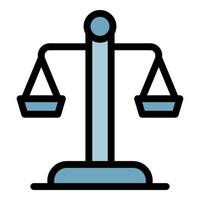 Judge balance icon color outline vector