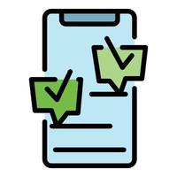 Smartphone checklist icon color outline vector