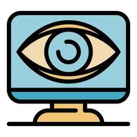 Big eye on monitor icon color outline vector