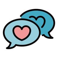 Love chat icon color outline vector