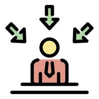 Office man concentration icon color outline vector