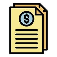 Finance papers icon color outline vector