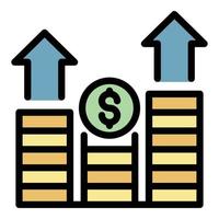 Money coins graph icon color outline vector