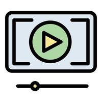 Video player icon color outline vector