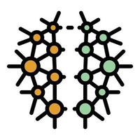Neural brain icon color outline vector