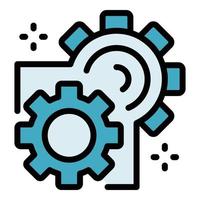 Machine learning gear icon color outline vector