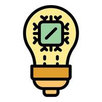 Ai smart bulb icon color outline vector