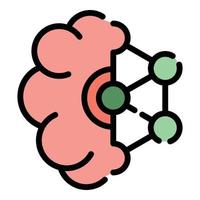 Ai brain icon color outline vector