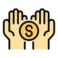 Keep hand money icon color outline vector