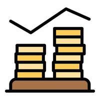 Coin stack graph icon color outline vector