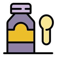 Cure syrup bottle icon color outline vector