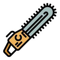 Petrol chainsaw icon color outline vector