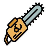 Chainsaw equipment icon color outline vector