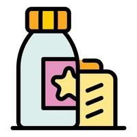 Tattoo design ink bottle icon color outline vector