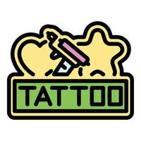 vector de contorno de color de icono de soporte público de tatuaje