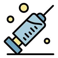Medical syringe icon color outline vector