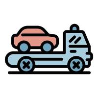 Car tow truck icon color outline vector