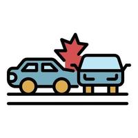 Vehicle accident icon color outline vector