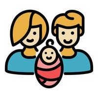 vector de contorno de color de icono de bebé de familia adoptiva