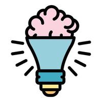 Brain bulb idea icon color outline vector