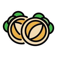 Superfood nut icon color outline vector