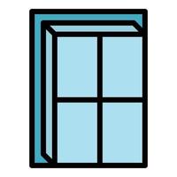 Residential window icon color outline vector